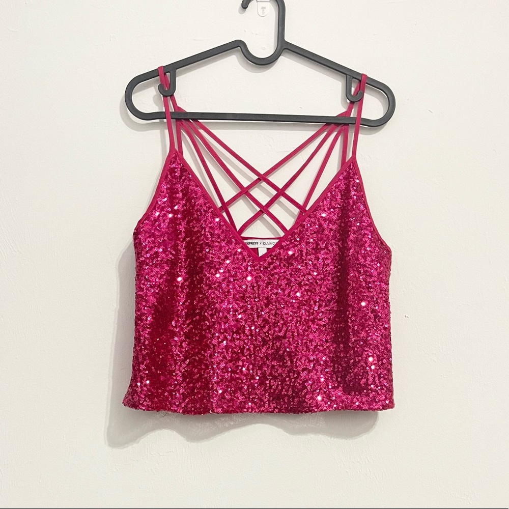 Pre-loved! EXPRESS X OLIVIA CULPO Pink Sequin Camisole!